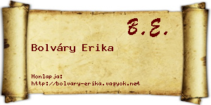 Bolváry Erika névjegykártya